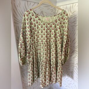 Pink Chicken Green Floral Dress